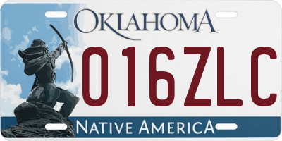 OK license plate 016ZLC