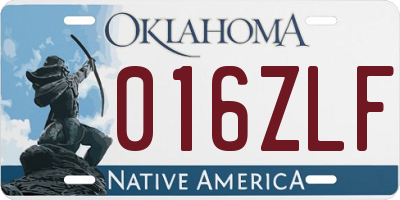 OK license plate 016ZLF