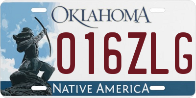 OK license plate 016ZLG
