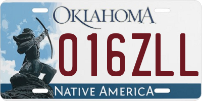 OK license plate 016ZLL