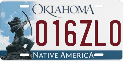 OK license plate 016ZLO