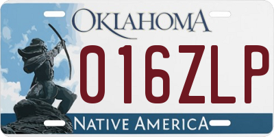 OK license plate 016ZLP