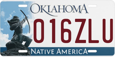 OK license plate 016ZLU