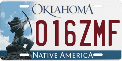 OK license plate 016ZMF
