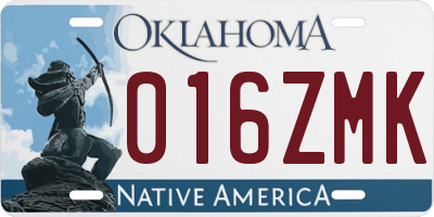 OK license plate 016ZMK