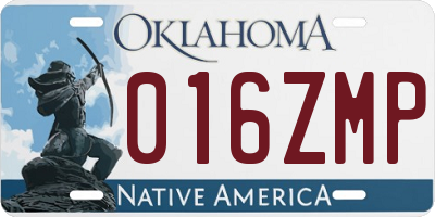 OK license plate 016ZMP
