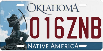 OK license plate 016ZNB