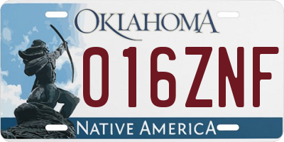 OK license plate 016ZNF