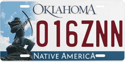 OK license plate 016ZNN