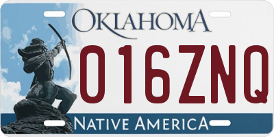 OK license plate 016ZNQ