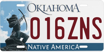 OK license plate 016ZNS