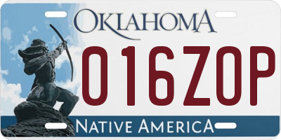 OK license plate 016ZOP