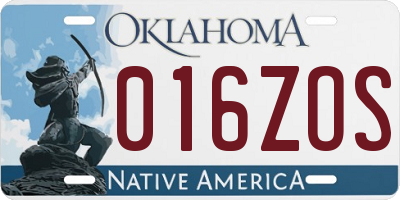 OK license plate 016ZOS