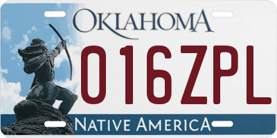 OK license plate 016ZPL