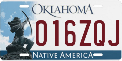 OK license plate 016ZQJ