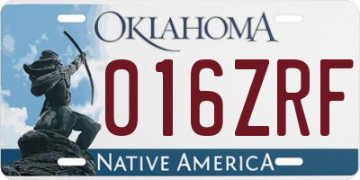 OK license plate 016ZRF