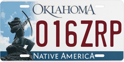 OK license plate 016ZRP