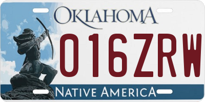 OK license plate 016ZRW