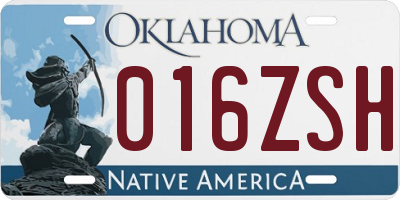 OK license plate 016ZSH