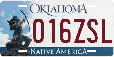 OK license plate 016ZSL