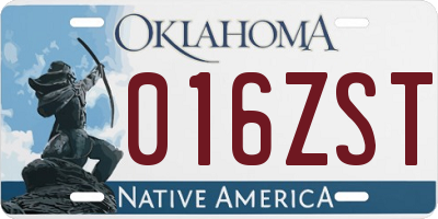 OK license plate 016ZST