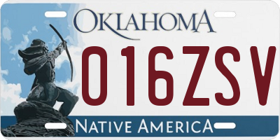 OK license plate 016ZSV