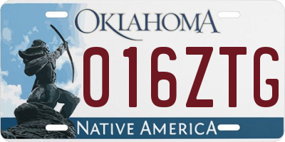 OK license plate 016ZTG