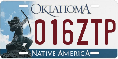 OK license plate 016ZTP
