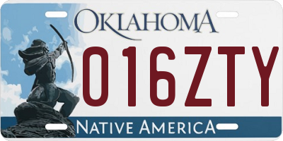 OK license plate 016ZTY