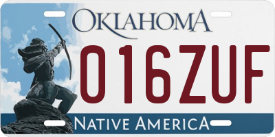 OK license plate 016ZUF