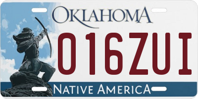 OK license plate 016ZUI