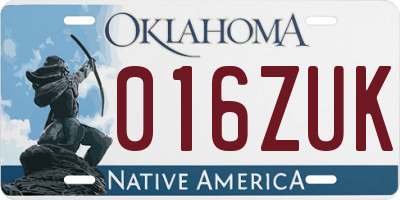 OK license plate 016ZUK