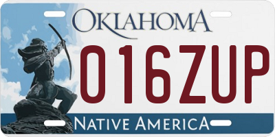 OK license plate 016ZUP