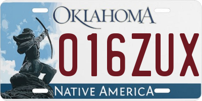 OK license plate 016ZUX