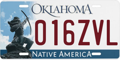 OK license plate 016ZVL