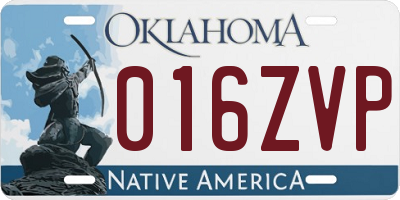 OK license plate 016ZVP