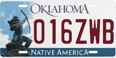 OK license plate 016ZWB