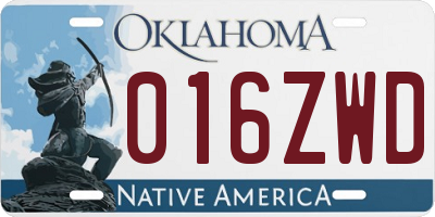 OK license plate 016ZWD