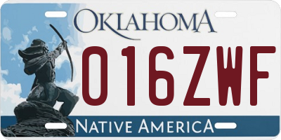 OK license plate 016ZWF