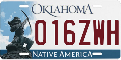 OK license plate 016ZWH
