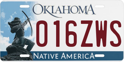 OK license plate 016ZWS