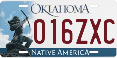 OK license plate 016ZXC
