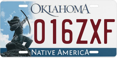 OK license plate 016ZXF