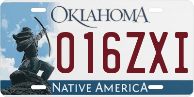OK license plate 016ZXI