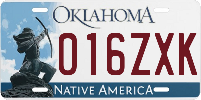 OK license plate 016ZXK
