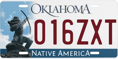 OK license plate 016ZXT