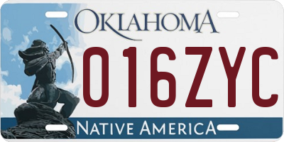 OK license plate 016ZYC