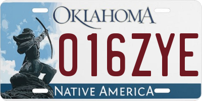 OK license plate 016ZYE