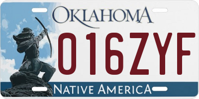OK license plate 016ZYF