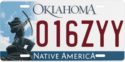 OK license plate 016ZYY